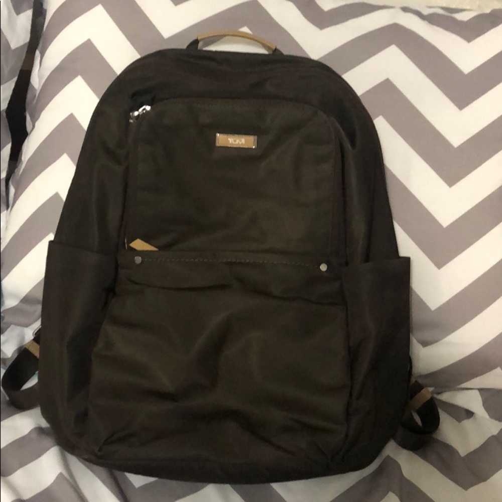 Tumi backpack with leather detail